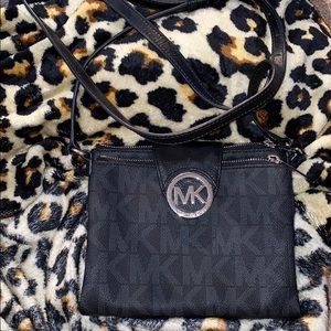 Black Leather Michael Kors Crossbody
